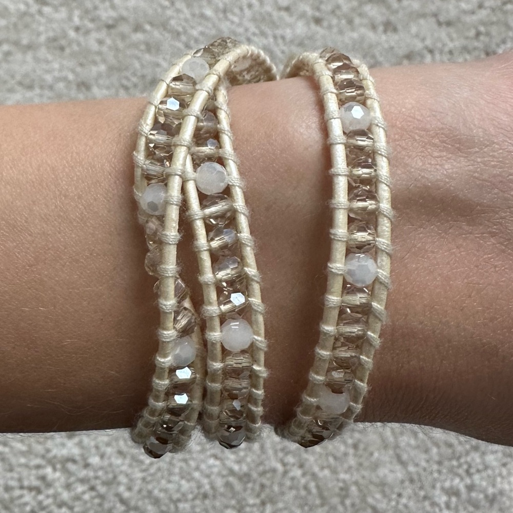 Victoria Emerson Cream and Brown Beaded Bracelet